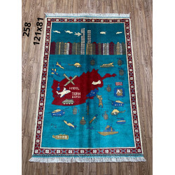 Afghan war rugs, hand made rugs, Afghan 9/11 war rugs size 122 cm x 69 cm