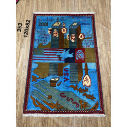 Afghan war rugs, 9/11 war rugs, world trade center  Afghan map rugs opium rugs size 120 cm x 82 cm