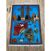 Afghan war rugs, 9/11 war rugs, world trade center  Afghan map rugs opium rugs size 118 cm x 86 cm