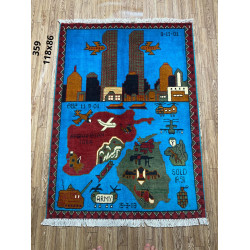 Afghan war rugs, 9/11 war rugs, world trade center  Afghan map rugs opium rugs size 118 cm x 86 cm