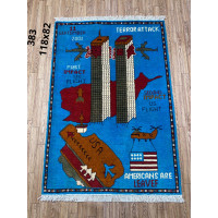 Afghan war rugs, 9/11 war rugs, world trade center  Afghan map rugs opium rugs size 118 cm x 82cm