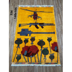 Afghan war rugs, 9/11 war rugs, world trade center  Afghan wepons war opium rugs size 113 cm x 80 cm