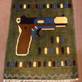 rug no 1 Hand Made Afghan war Rug , 9/11 world trade center war rugs with weapons Size 60  cm x 80 cm