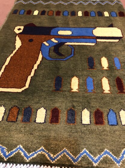 rug no 1 Hand Made Afghan war Rug , 9/11 world trade center war rugs with weapons Size 60  cm x 80 cm - Image 2