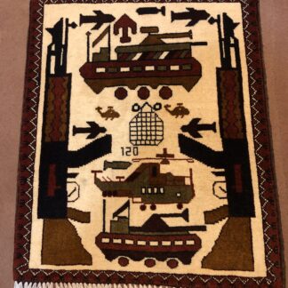 Hand Made Afghan war Rug, afghan ak47 and weapons war rugs Size 60  cm x 80 cm