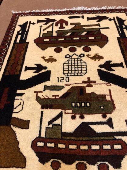 Hand Made Afghan war Rug, afghan ak47 and weapons war rugs Size 60  cm x 80 cm - Image 2