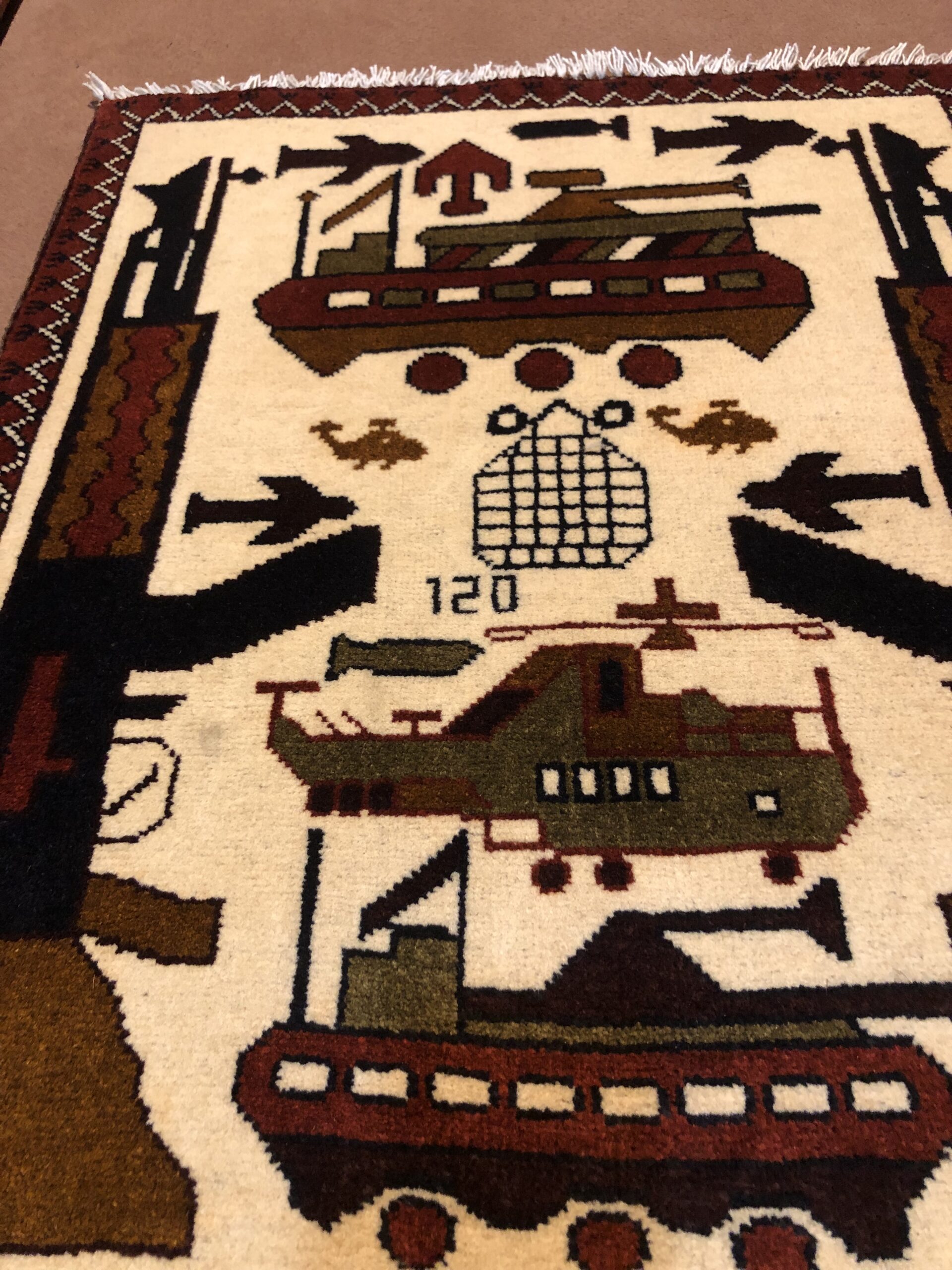 Hand Made Afghan war Rug, afghan ak47 and weapons war rugs Size 60  cm x 80 cm - Image 2