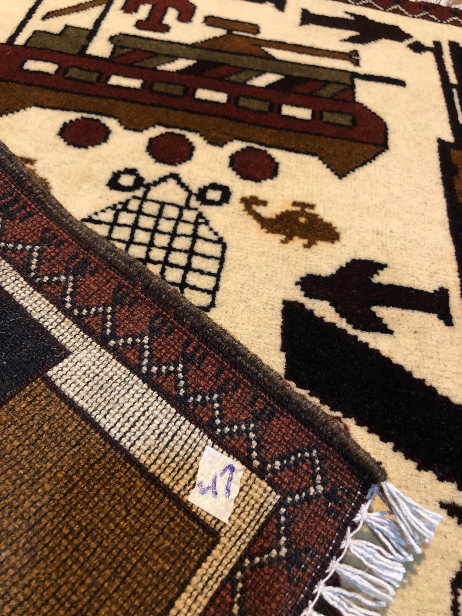 Hand Made Afghan war Rug, afghan ak47 and weapons war rugs Size 60  cm x 80 cm - Image 3