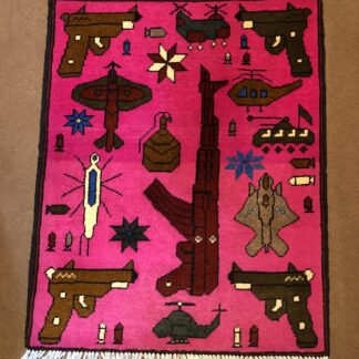 Hand Made Afghan war Rug, afghan ak47 and weapons war rugs Size 60  cm x 80 cm