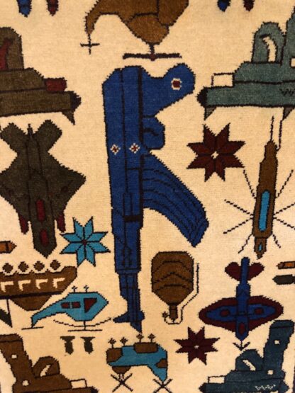 Hand Made Afghan war Rug, afghan ak47 weapons war rugs Size 60  cm x 80 cm - Image 2