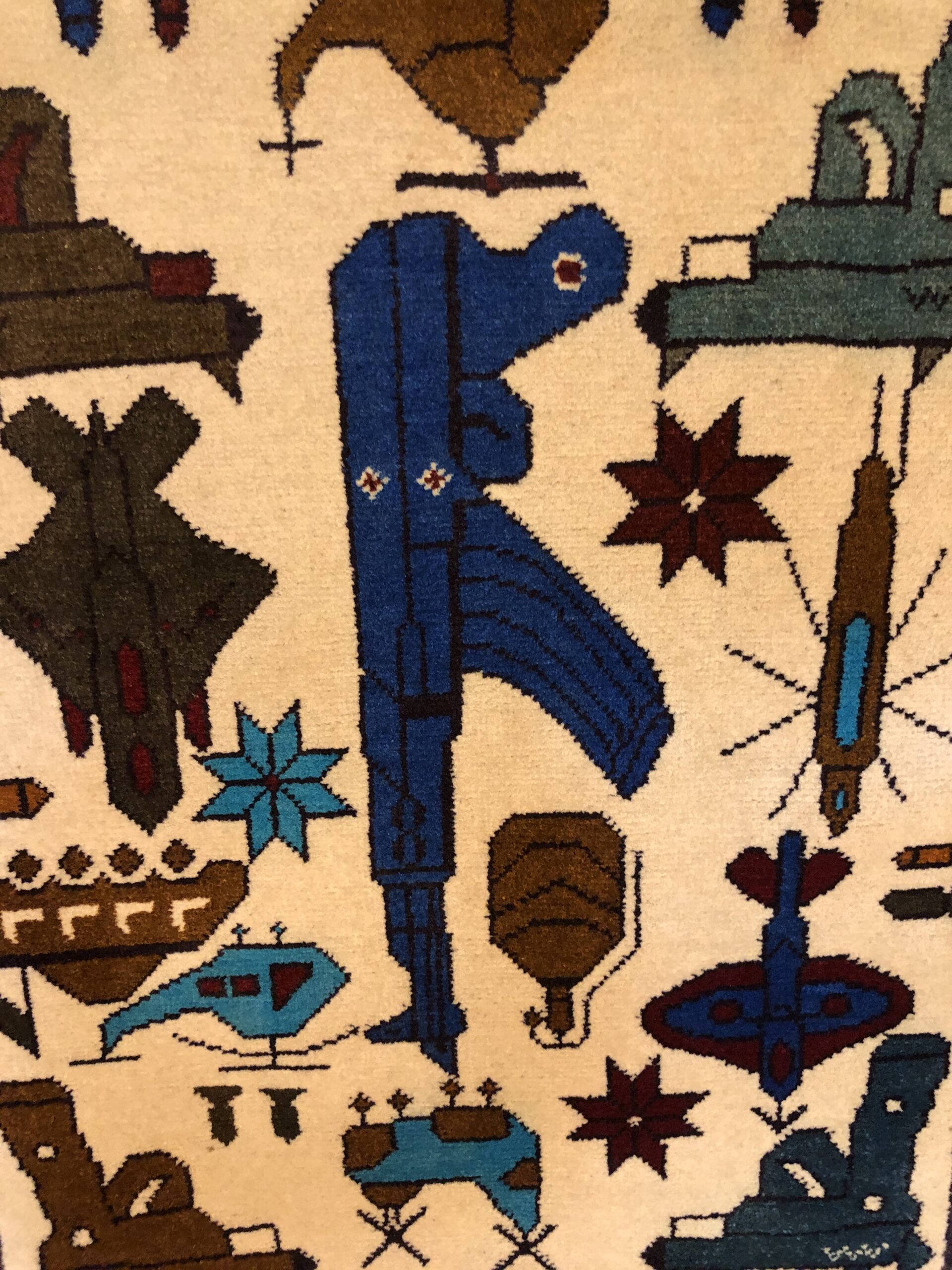 Hand Made Afghan war Rug, afghan ak47 weapons war rugs Size 60  cm x 80 cm - Image 2
