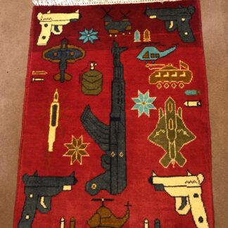 Hand Made Afghan war Rug, afghan weapons war rugs Size 60  cm x 80 cm