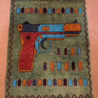 Hand Made Afghan war Rug, afghan pistol war rugs Size 60  cm x 80 cm
