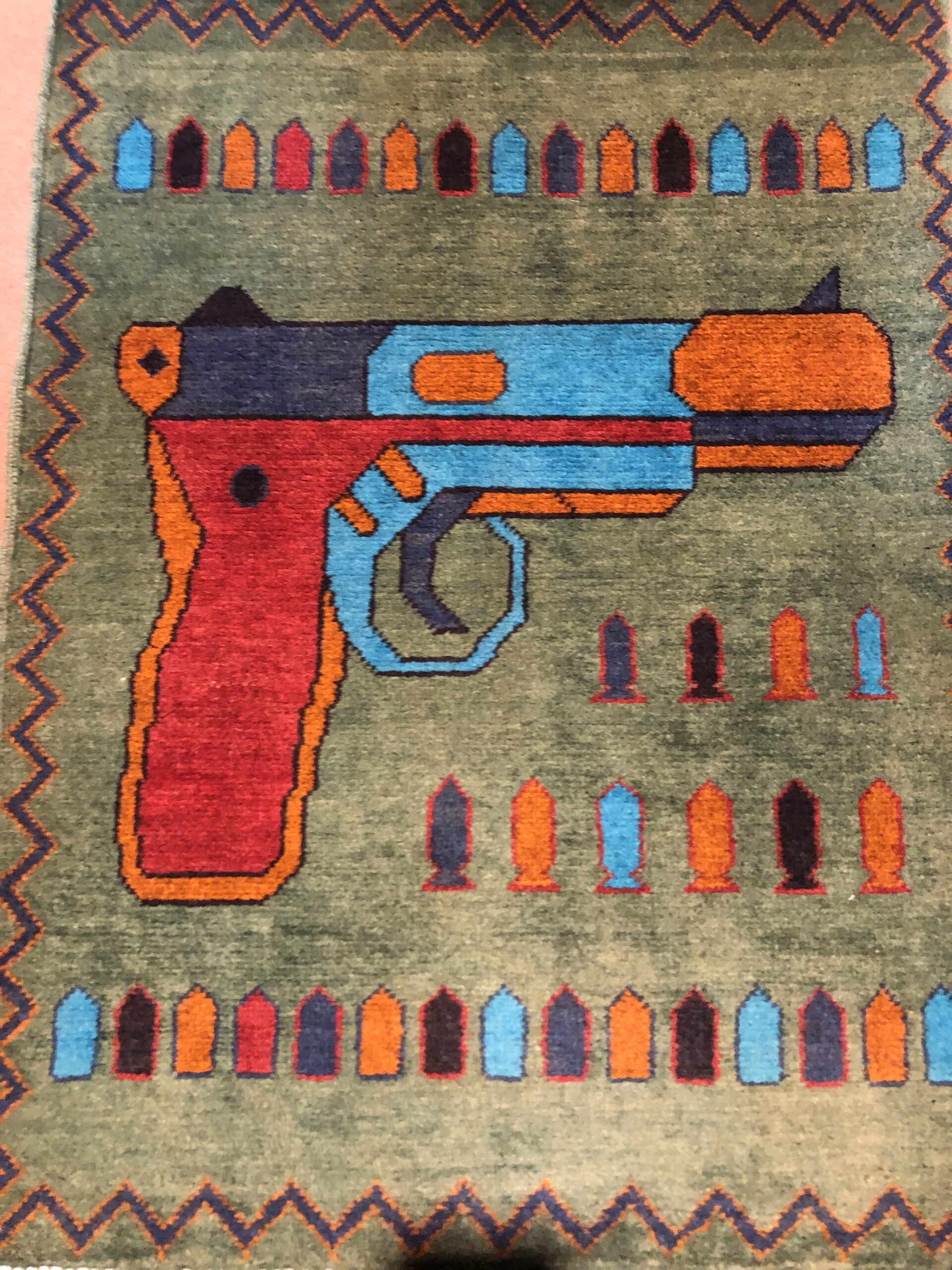 Hand Made Afghan war Rug, afghan pistol war rugs Size 60  cm x 80 cm - Image 2