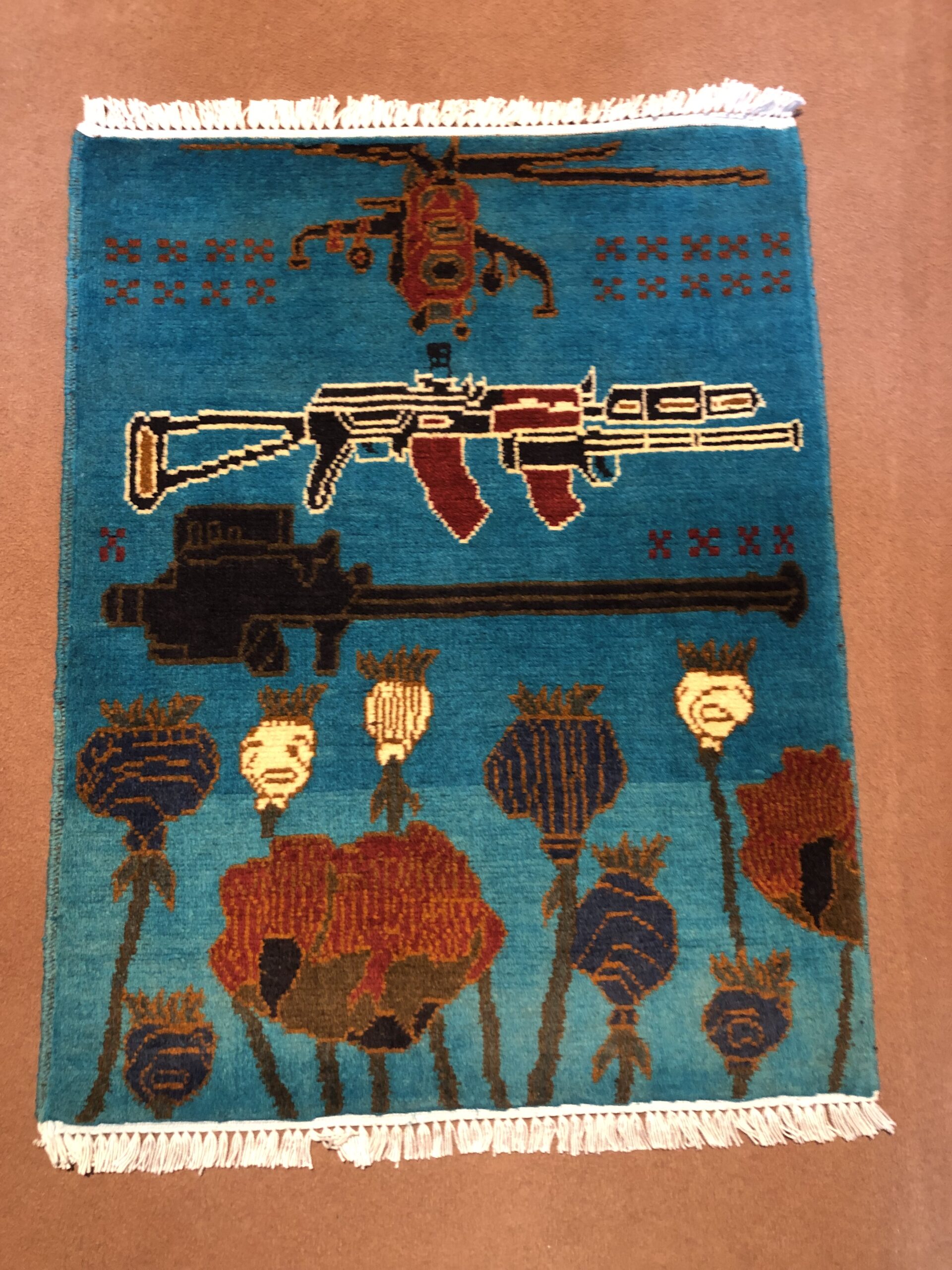 Hand Made Afghan war Rug ,afghan opium war rugs Size 60  cm x 80 cm