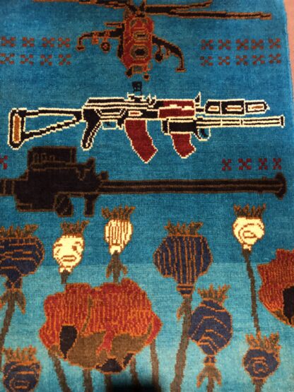 Hand Made Afghan war Rug ,afghan opium war rugs Size 60  cm x 80 cm - Image 2