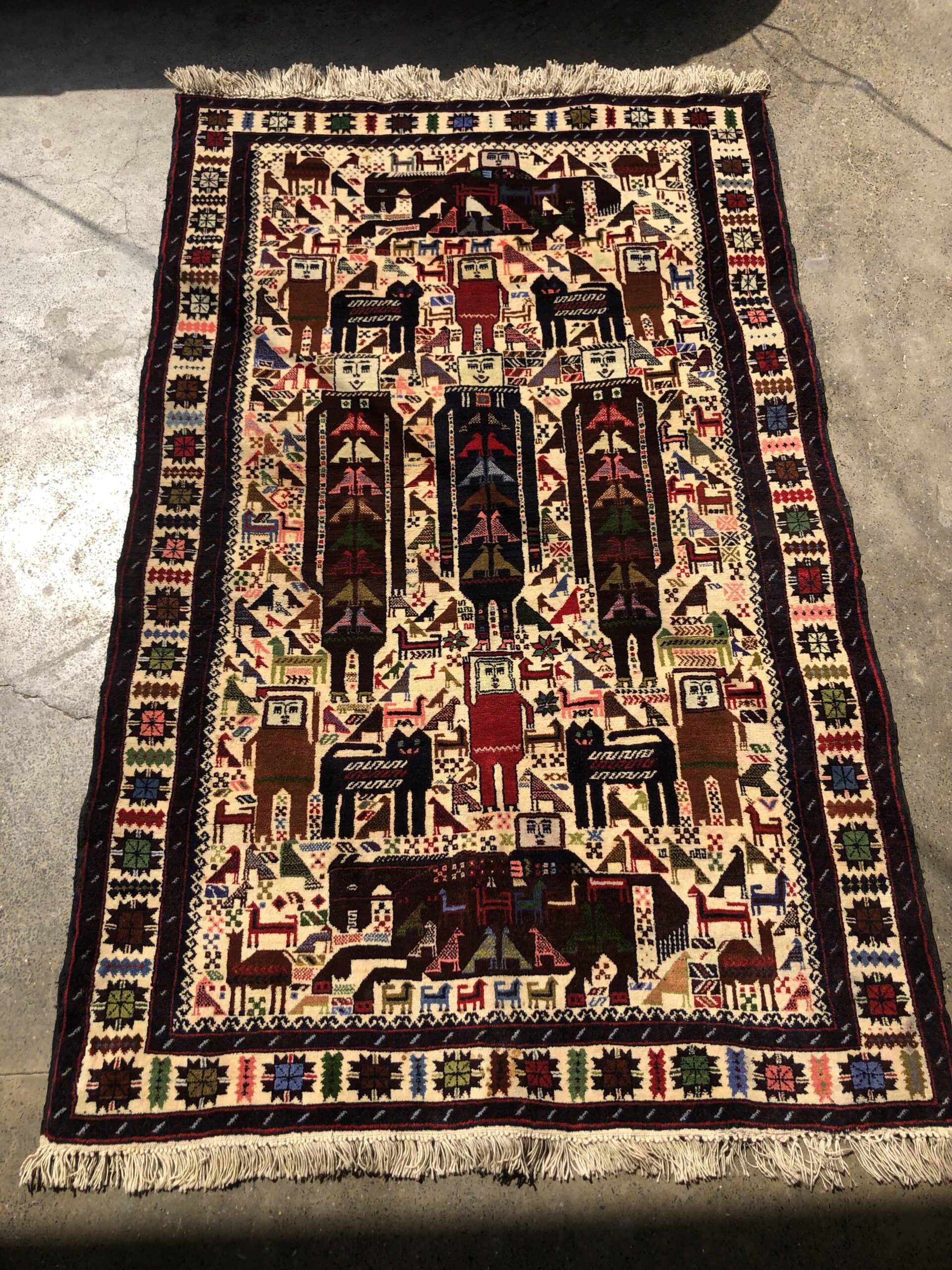 Hand Made Afghan pictorial rugs, tepestry rugs, wall hanging rugs Size 203 cm x  183 cm