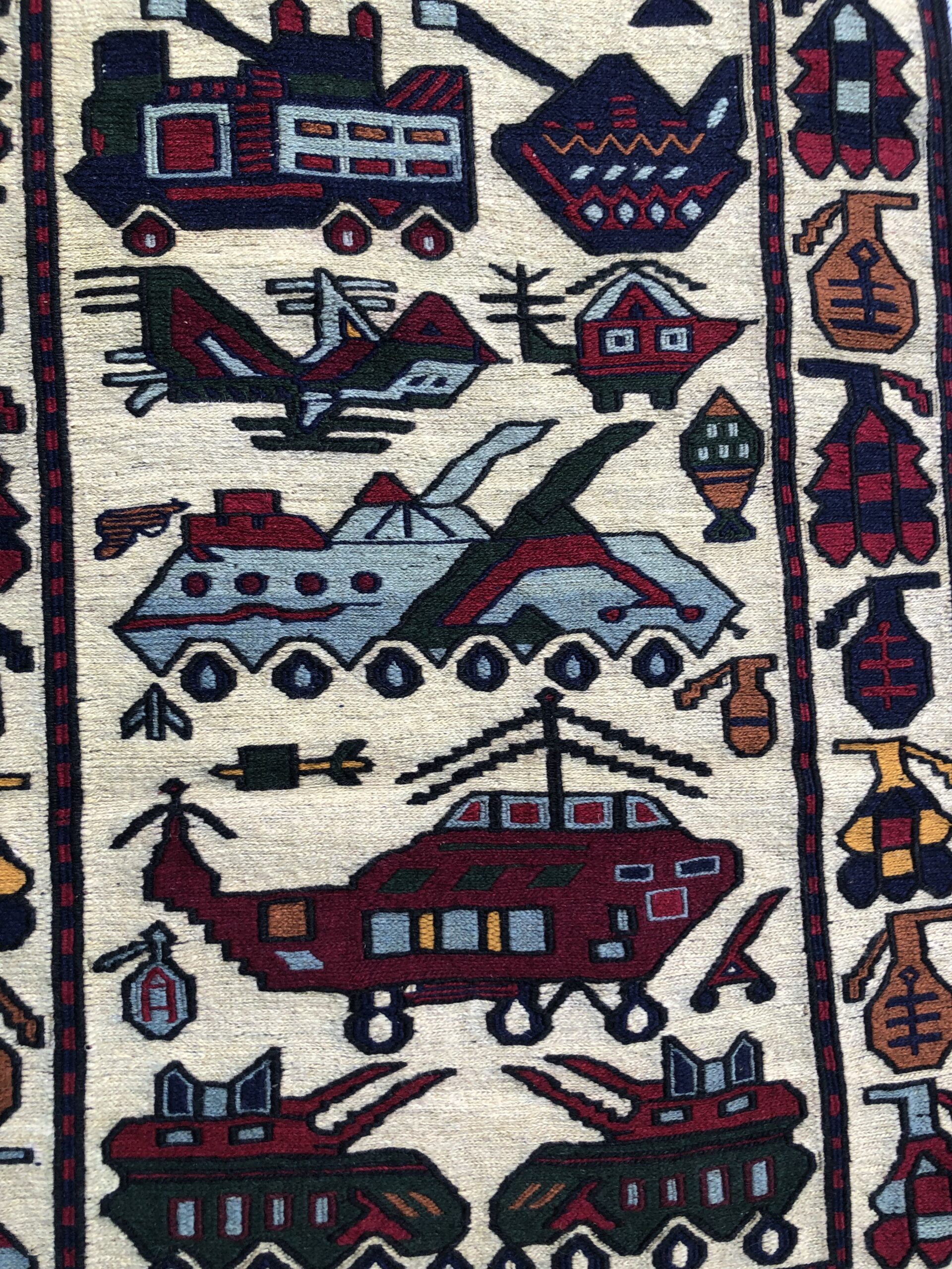 Hand Made Afghan war Rug, afghan ak47 and weapons war rugs Size 153 cm x 78 cm - Image 2
