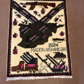 rug no 133 Hand Made Afghan war Rug , russian war rugs with weapons Size 60 cm x 80 cm