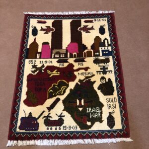 rug no 142 Hand Made Afghan war Rug , 911 rugs with weapons Size 60 cm x 80 cm