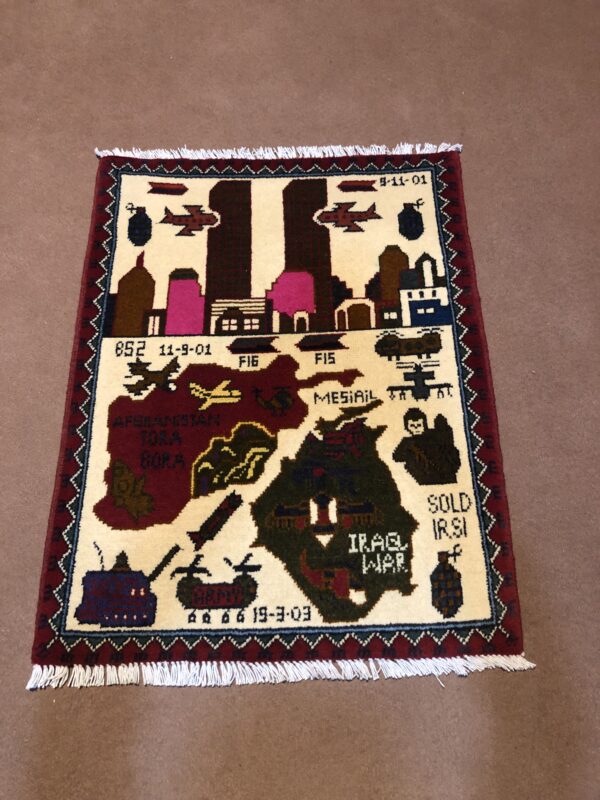 rug no 142 Hand Made Afghan war Rug , 911 rugs with weapons Size 60 cm x 80 cm