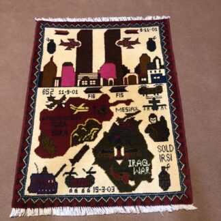 rug no 142 Hand Made Afghan war Rug , 911 rugs with weapons Size 60 cm x 80 cm