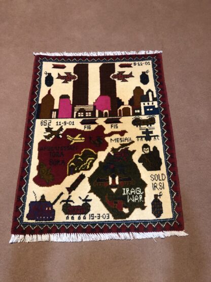 rug no 142 Hand Made Afghan war Rug , 911 rugs with weapons Size 60 cm x 80 cm