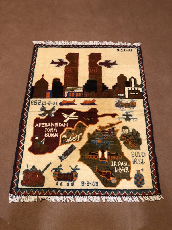 rug no 143 Hand Made Afghan war Rug , 911 rugs with weapons Size 60 cm x 80 cm