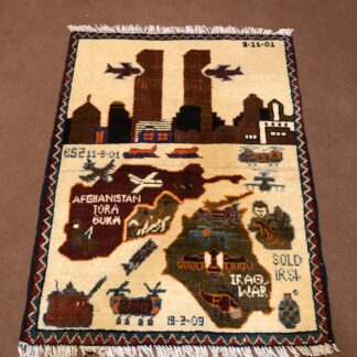 rug no 143 Hand Made Afghan war Rug , 911 rugs with weapons Size 60 cm x 80 cm