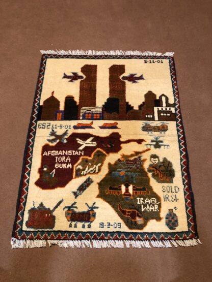 rug no 143 Hand Made Afghan war Rug , 911 rugs with weapons Size 60 cm x 80 cm