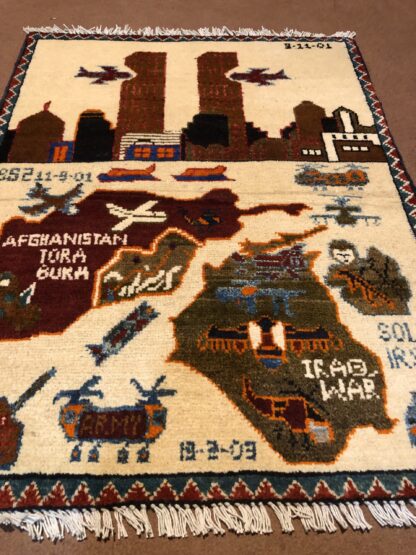 rug no 143 Hand Made Afghan war Rug , 911 rugs with weapons Size 60 cm x 80 cm - Image 2
