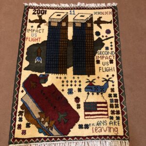 rug no 150 Hand Made Afghan war Rug , 9/11 world trade center war rugs with weapons Size 60  cm x 80 cm