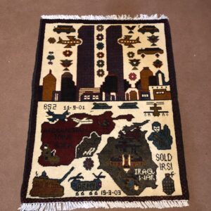 rug no 153 Hand Made Afghan war Rug , 911 rugs with weapons Size 60 cm x 80 cm
