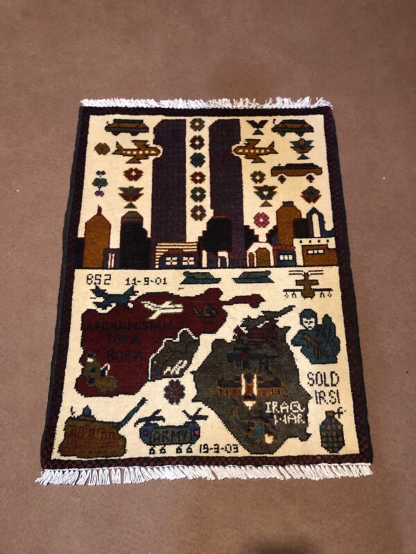 rug no 153 Hand Made Afghan war Rug , 911 rugs with weapons Size 60 cm x 80 cm