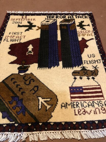 rug no 164 Hand Made Afghan war Rug , 9/11 world trade center war rugs with weapons Size 60  cm x 80 cm - Image 2