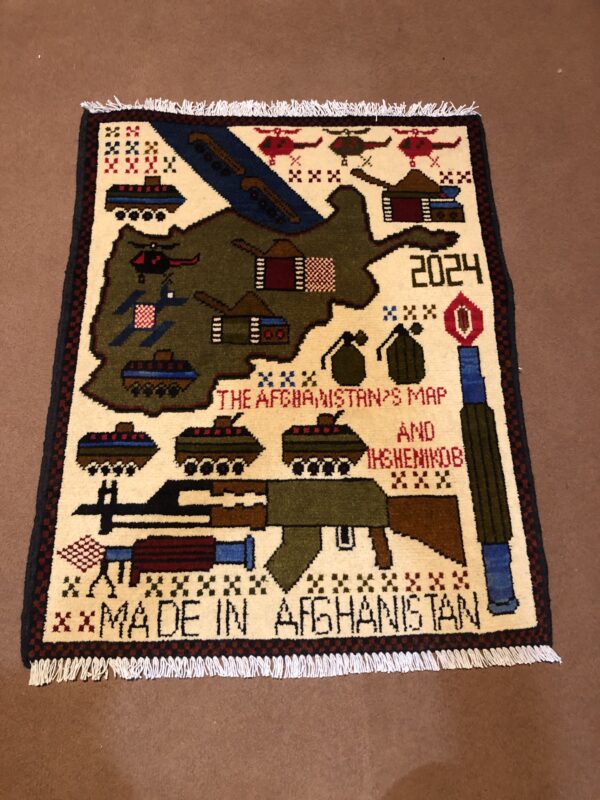rug no 143 Hand Made Afghan war Rug , 911 rugs with weapons Size 60 cm x 80 cm
