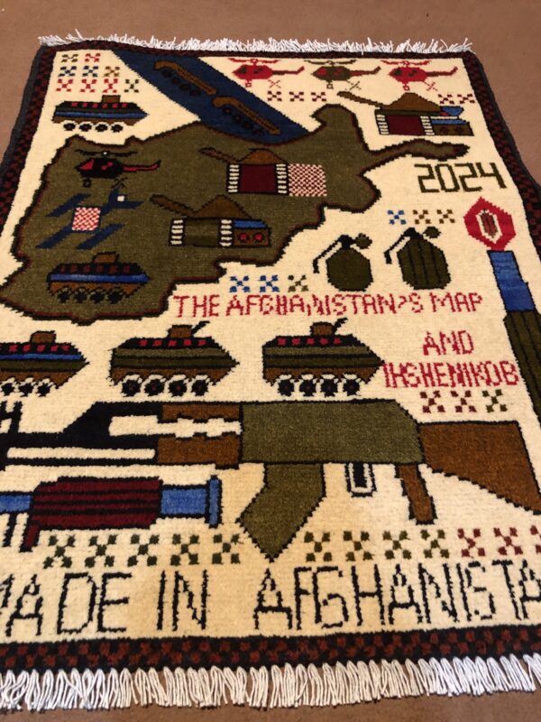 rug no 143 Hand Made Afghan war Rug , 911 rugs with weapons Size 60 cm x 80 cm - Image 2