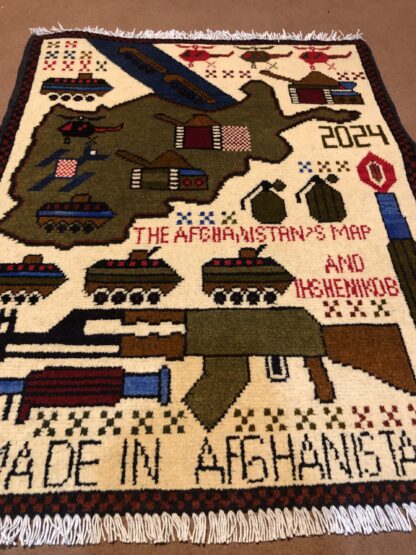 rug no 143 Hand Made Afghan war Rug , 911 rugs with weapons Size 60 cm x 80 cm - Image 2