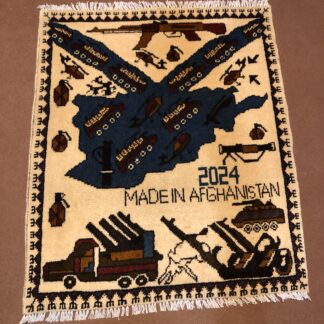 rug no 161 Hand Made Afghan war Rug , 9/11 world trade center war rugs with weapons Size 60  cm x 80 cm