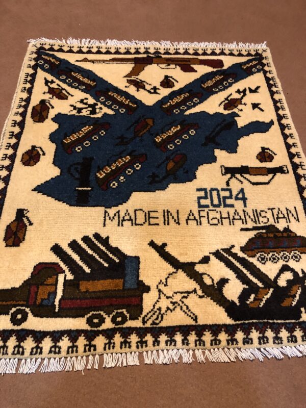 rug no 161 Hand Made Afghan war Rug , 9/11 world trade center war rugs with weapons Size60  cm x 80 cm - Image 2