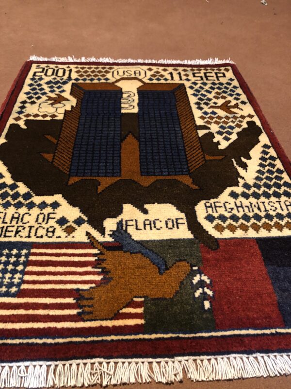 rug no 1 Hand Made Afghan war Rug , 9/11 world trade center war rugs with weapons Size60  cm x 80 cm - Image 2
