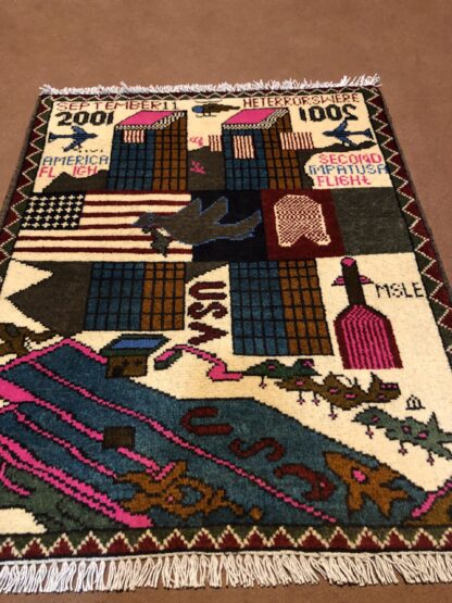 rug no 179 Hand Made Afghan war Rug , 911 rugs with weapons Size 60 cm x 80 cm - Image 2