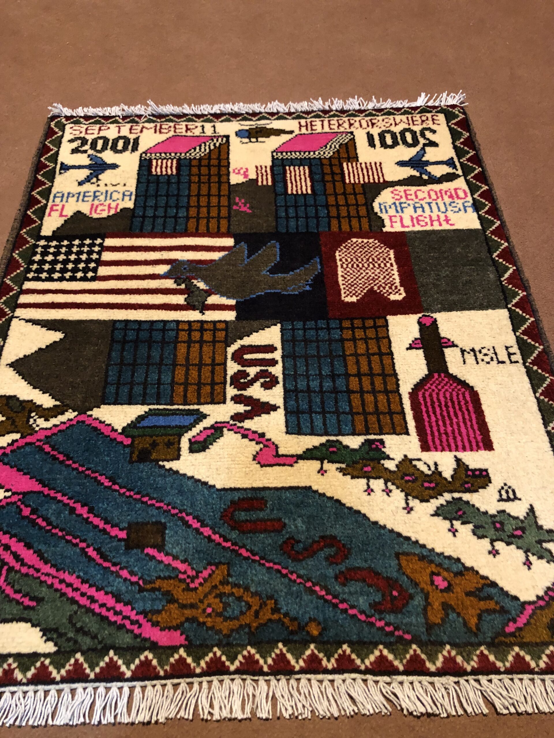rug no 179 Hand Made Afghan war Rug , 911 rugs with weapons Size 60 cm x 80 cm - Image 2