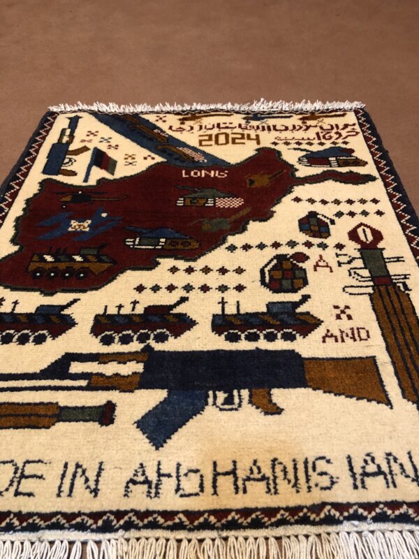 rug no 158 Hand Made Afghan war Rug , 9/11 world trade center war rugs with weapons Size60  cm x 80 cm - Image 2