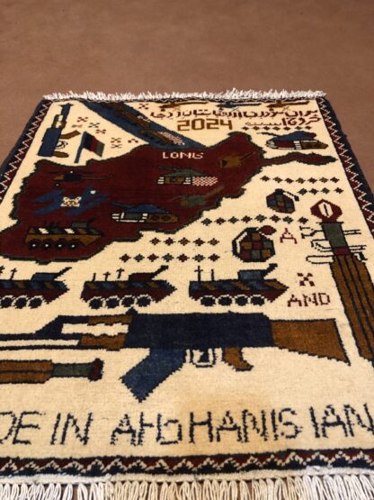 rug no 158 Hand Made Afghan war Rug , 9/11 world trade center war rugs with weapons Size60  cm x 80 cm - Image 2