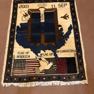 rug no 56 Hand Made Afghan war Rug , 9/11 world trade center war rugs with weapons Size60  cm x 80 cm