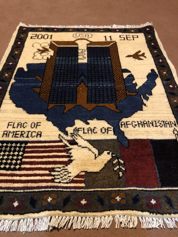 rug no 56 Hand Made Afghan war Rug , 9/11 world trade center war rugs with weapons Size60  cm x 80 cm - Image 2