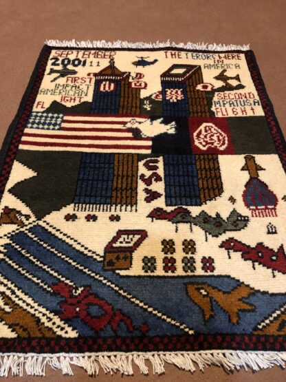 rug no 156 Hand Made Afghan war Rug , 9/11 world trade center war rugs with weapons Size60  cm x 80 cm - Image 2