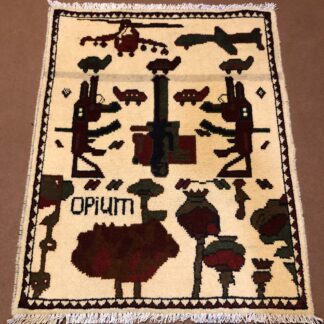 rug no 1 Hand Made Afghan war Rug , 9/11 world trade center war rugs with weapons Size 60 cm x 80 cm