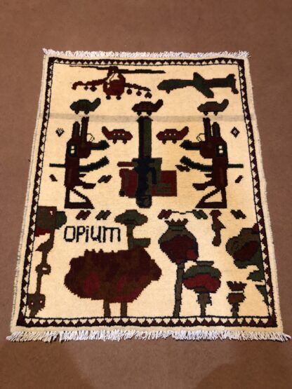 rug no 1 Hand Made Afghan war Rug , 9/11 world trade center war rugs with weapons Size 60 cm x 80 cm
